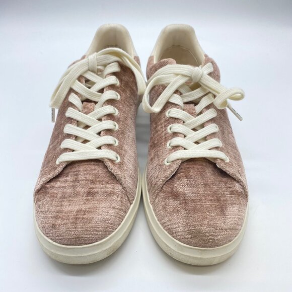 Tory Burch Women's Size 9 Howell Court Textured Velvet Sneakers Shoes Mauve Pink - Picture 2 of 11